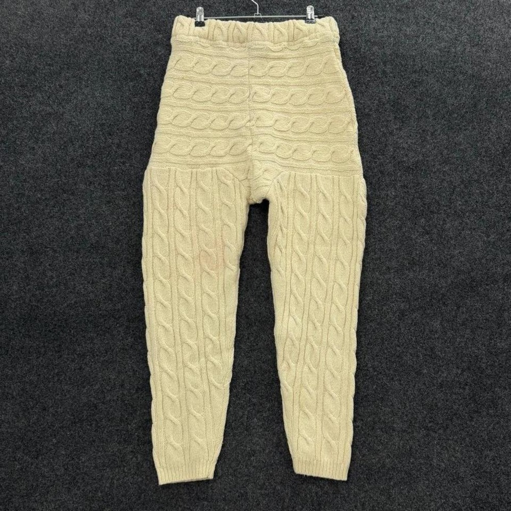 Vintage Cream Cable Knit Sweater Pants Womens Cozy Wool GrandmaCore